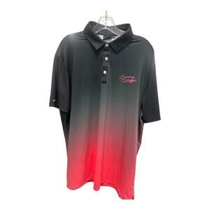 Sunday Swagger Men's Performance Black Pink Ombre Stripe Golf Polo Shirt XL